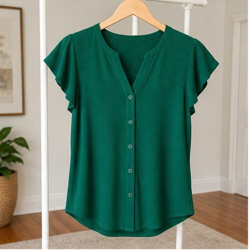 Emerald Tie Neck Blouse
